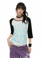 Contrast Raglan Graphic T-Shirt OL2379