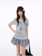 Polka Dot Contrast Layered Tee OL2401