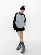 애플 스티치 배색 긴팔 티셔츠 OL2364