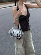 Silver Polka Dot Multi Pocket Bowling Bag OLA058