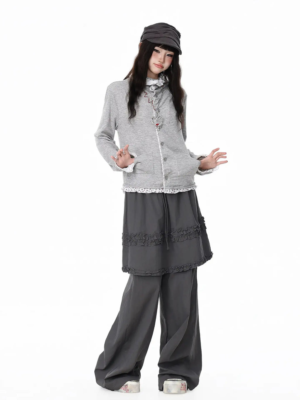 Floral Contrast Collar Button Cardigan OL2414
