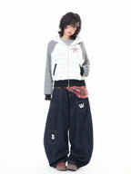 Star Embroidered Stripe Cropped Hoodie OL2384
