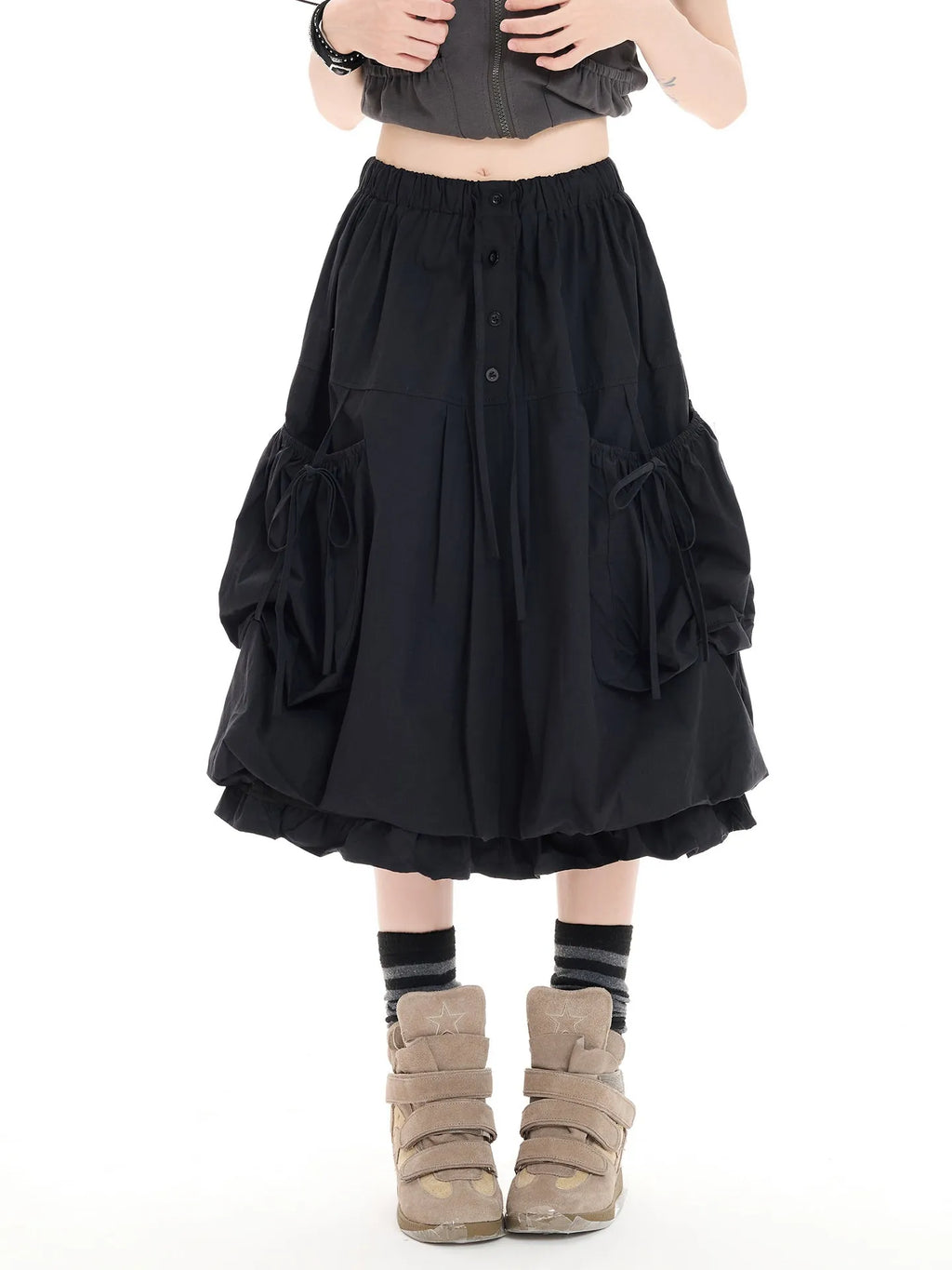 Bow Tie Pocket Bubble Skirt OL2413