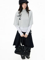 High Neck Cape Layered Long Sleeve Tee OL2416