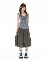Studded Rhinestone Tie Bubble Skirt OL2410