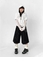 Tears Star Contrast Wide Shorts OL2363