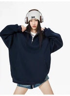 Half-Zip Stand Collar Sweatshirt with Relaxed Fit OL1991