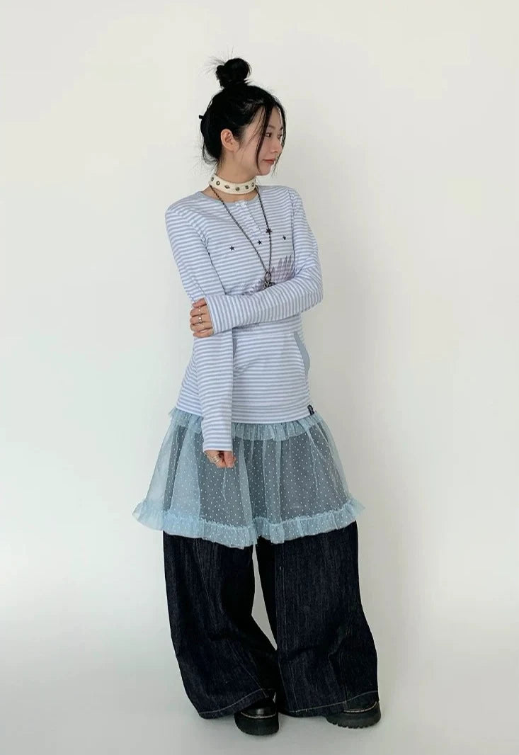 Snow Lace Dot Ruffle Layered Skirt OL2301
