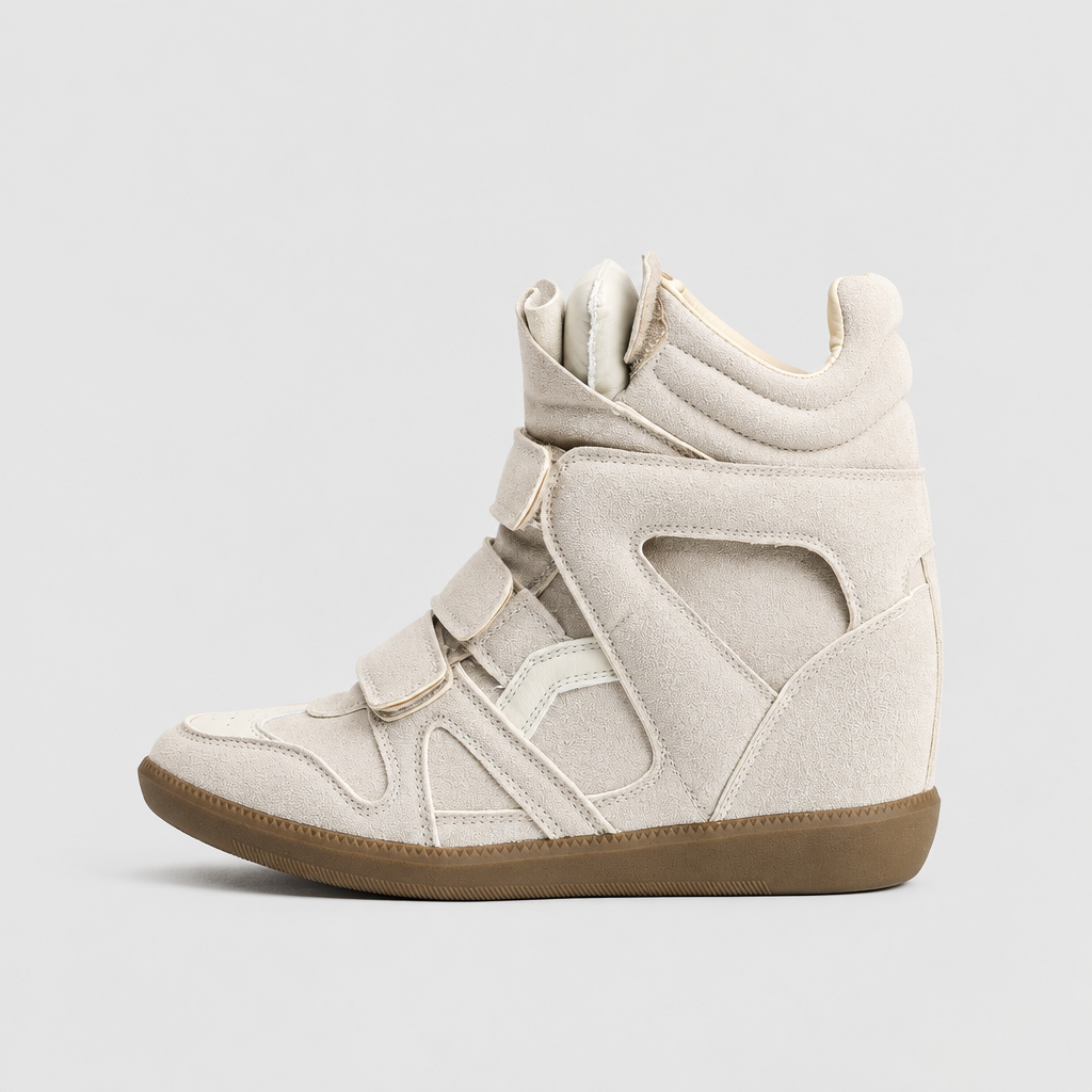 Leather Wedge Velcro Platform Sneakers OLA063