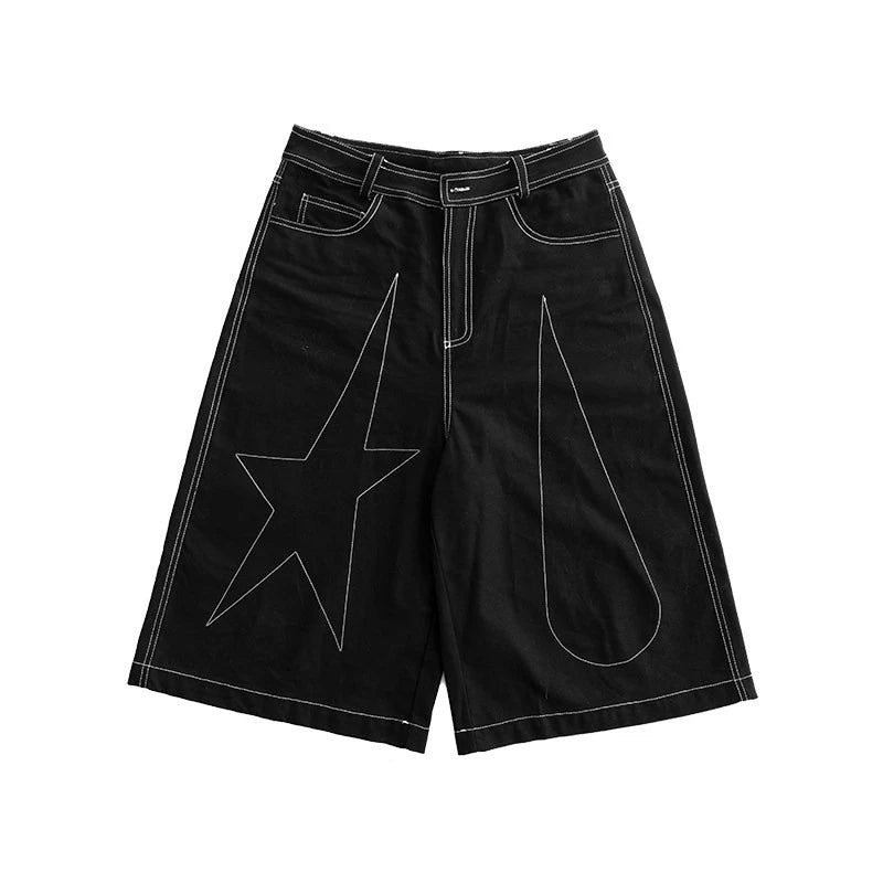 Tears Star Contrast Wide Shorts OL2363