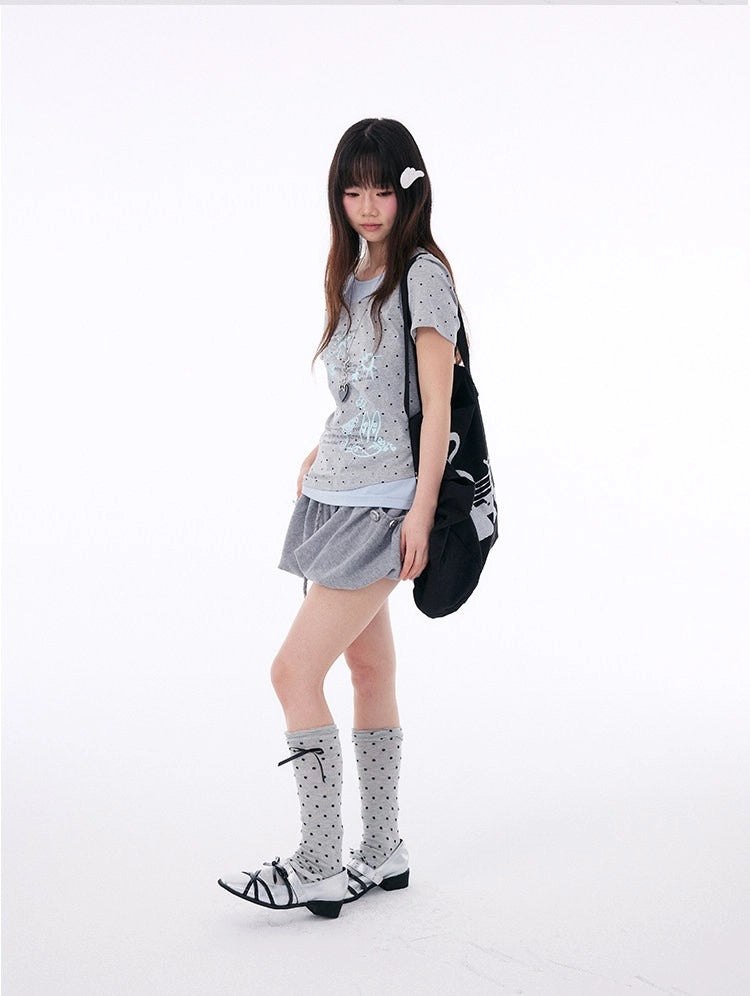 Polka Dot Contrast Layered Tee OL2401