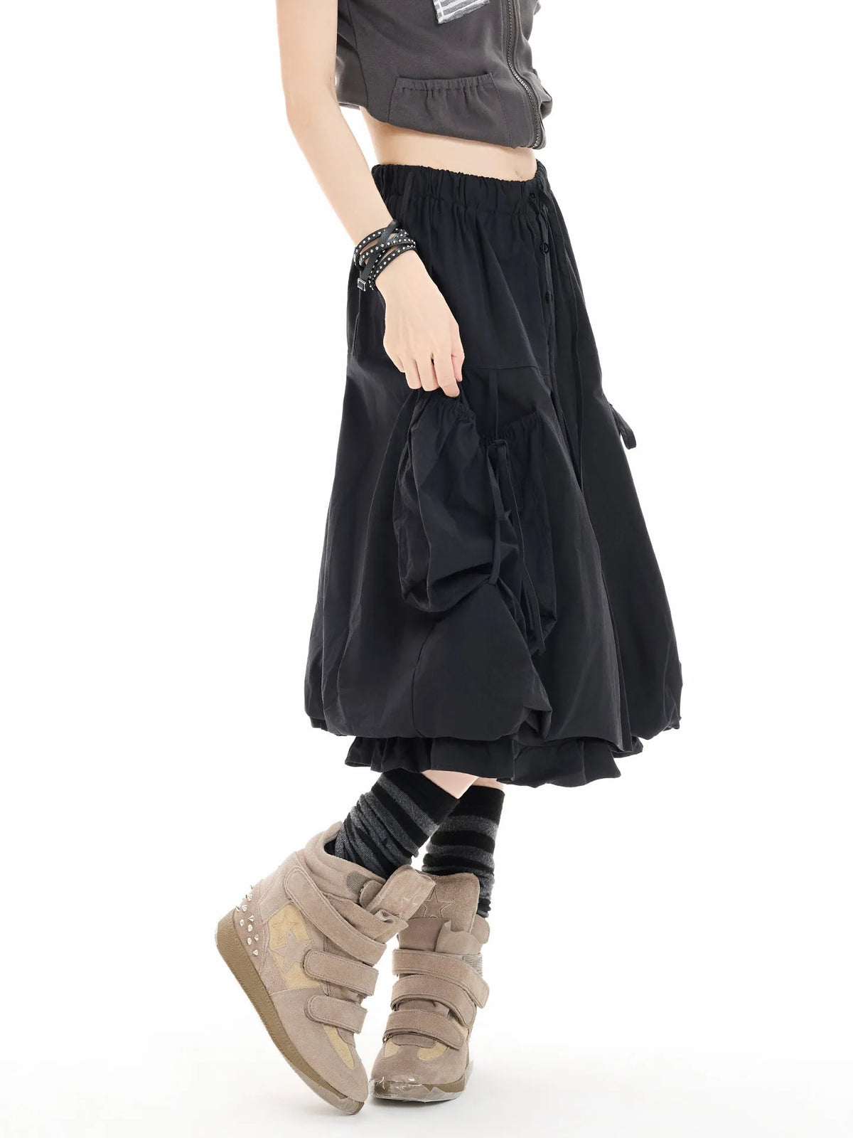 Bow Tie Pocket Bubble Skirt OL2413