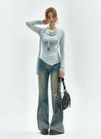 Rabbit Draped Neck Slim Fit Top OL2259