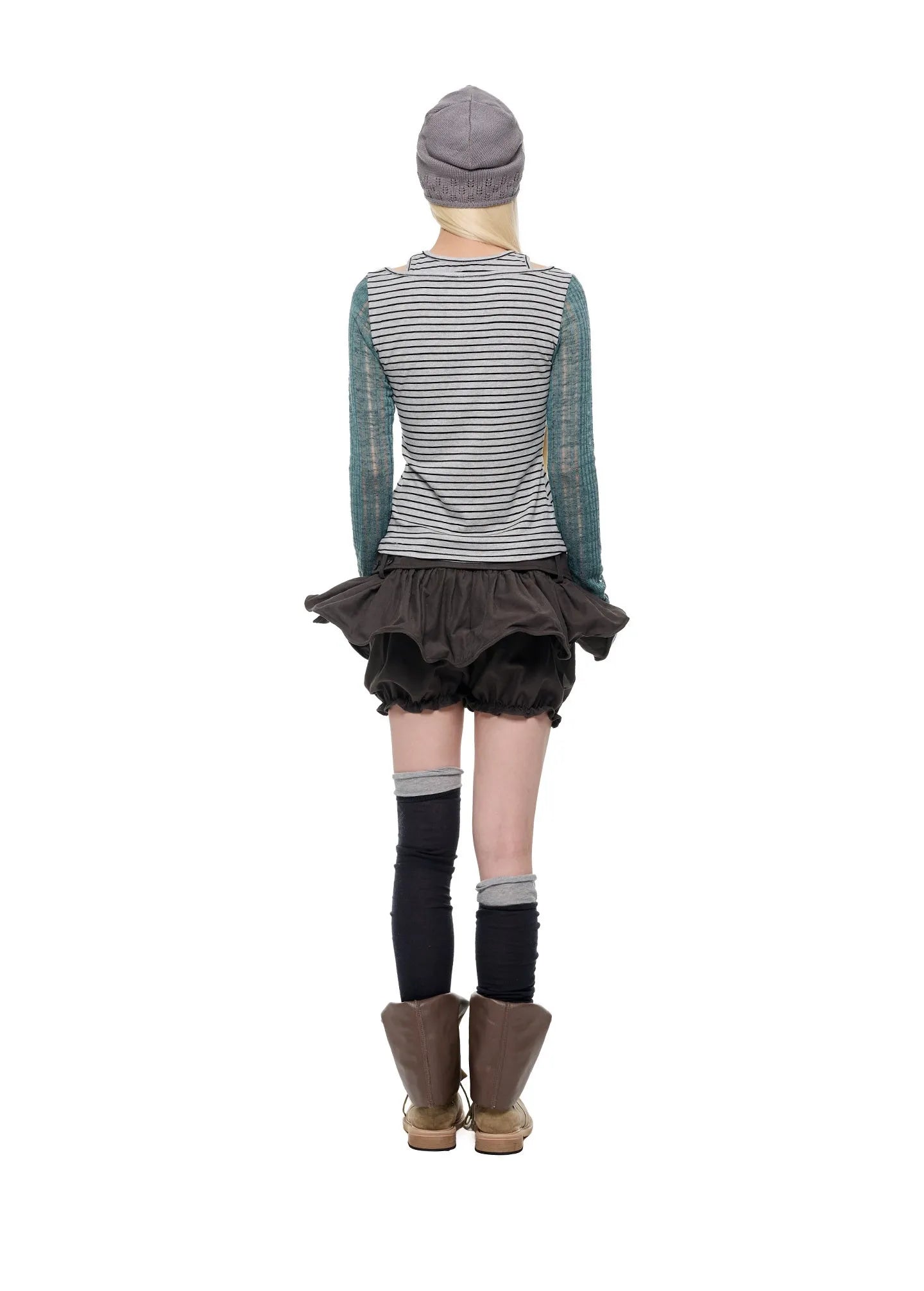 Contrast Stripe Cutout Shoulder T Shirt OL2380