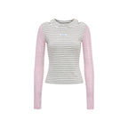 Contrast Stripe Cutout Shoulder T Shirt OL2380
