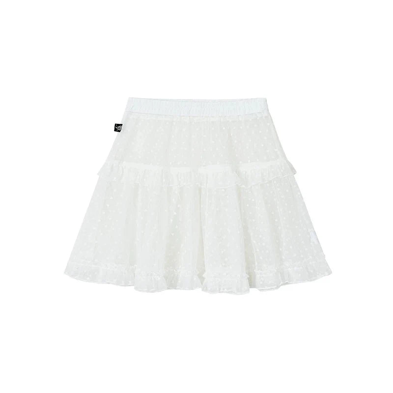 Snow Lace Dot Ruffle Layered Skirt OL2301