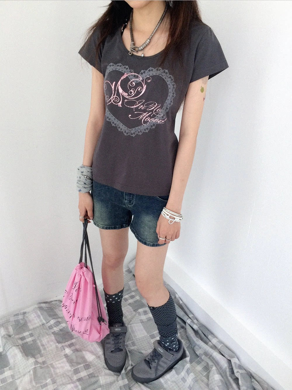 Silver Lace Graphic T-Shirt OL2373