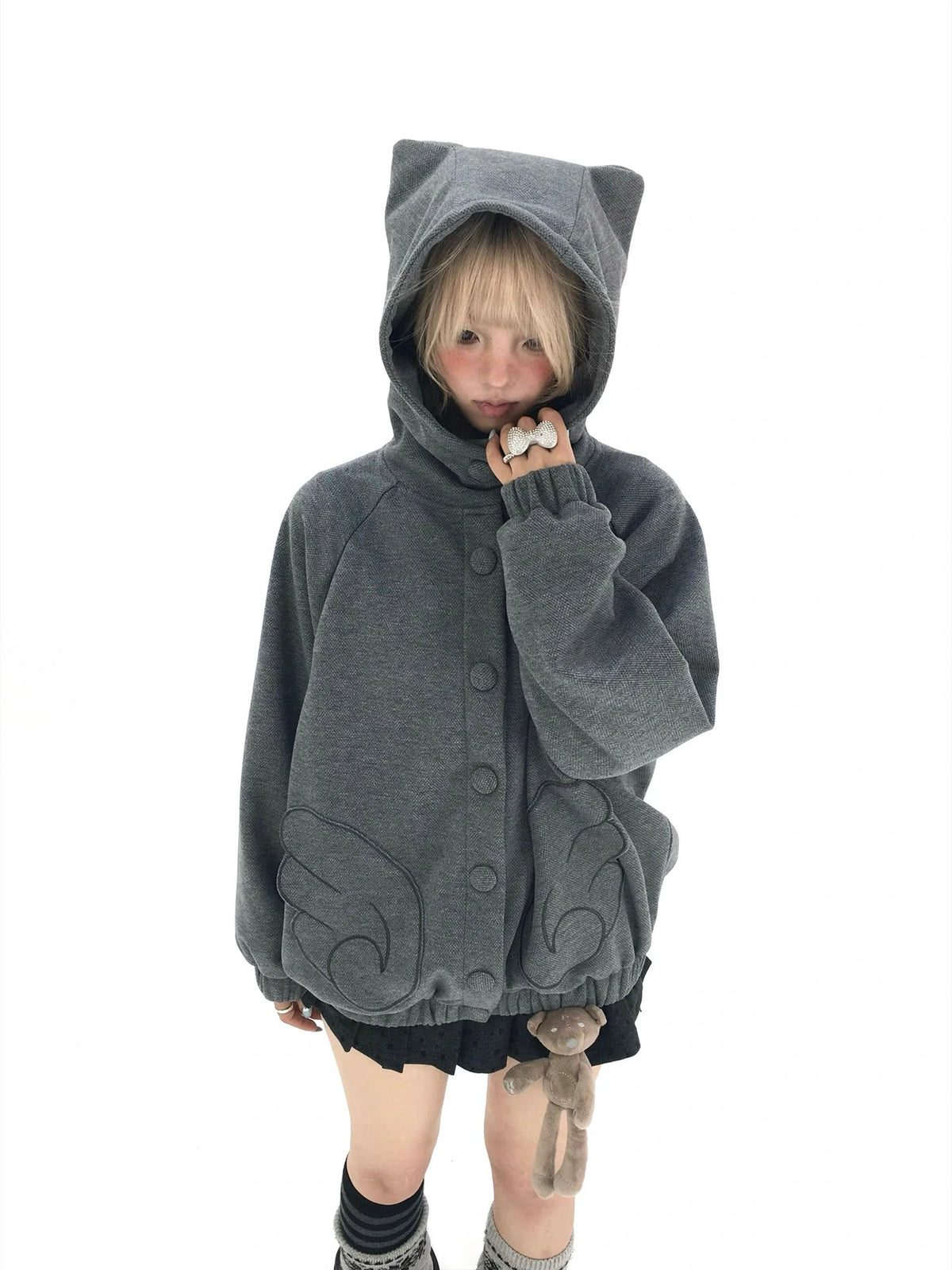 Cat Ear Wing Pocket Hooded Jacket OL2483