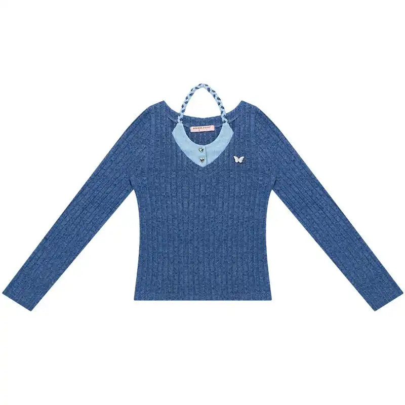 Halter Neck Slim Fit Long Sleeve Top OL2260