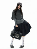 High Neck Cape Layered Long Sleeve Tee OL2416