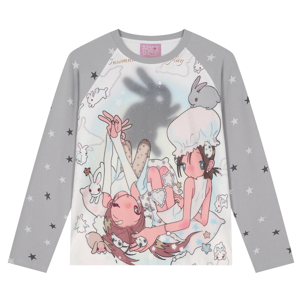 Bunny Shadow Raglan Long Sleeve Tee OL2404