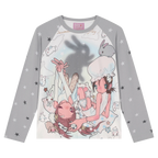 Bunny Shadow Raglan Long Sleeve Tee OL2404