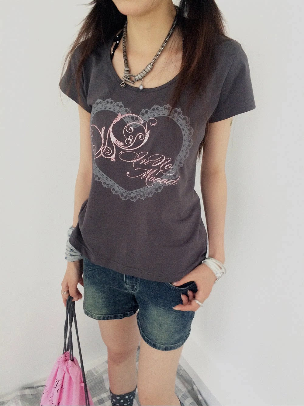 Silver Lace Graphic T-Shirt OL2373