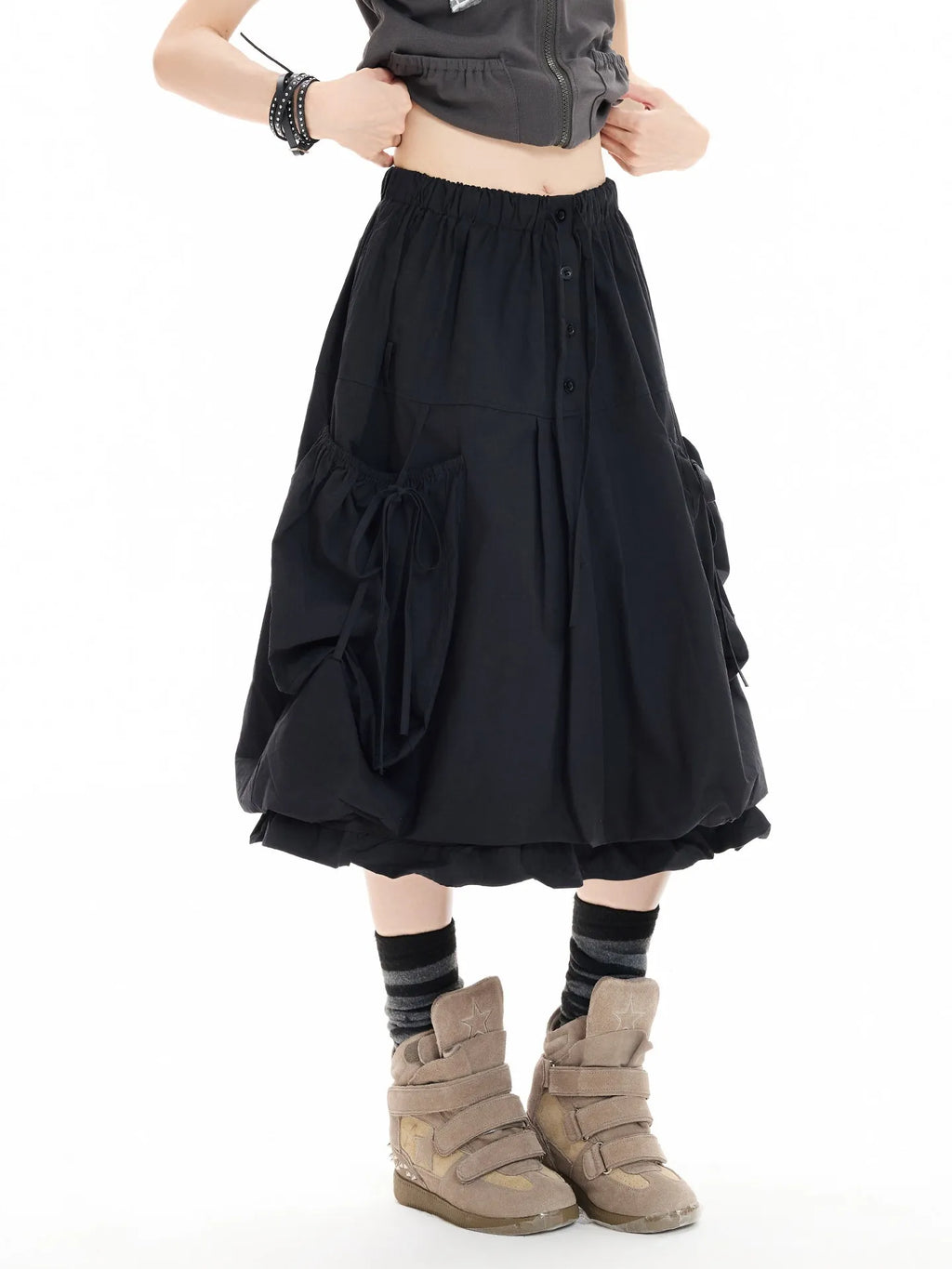 Bow Tie Pocket Bubble Skirt OL2413