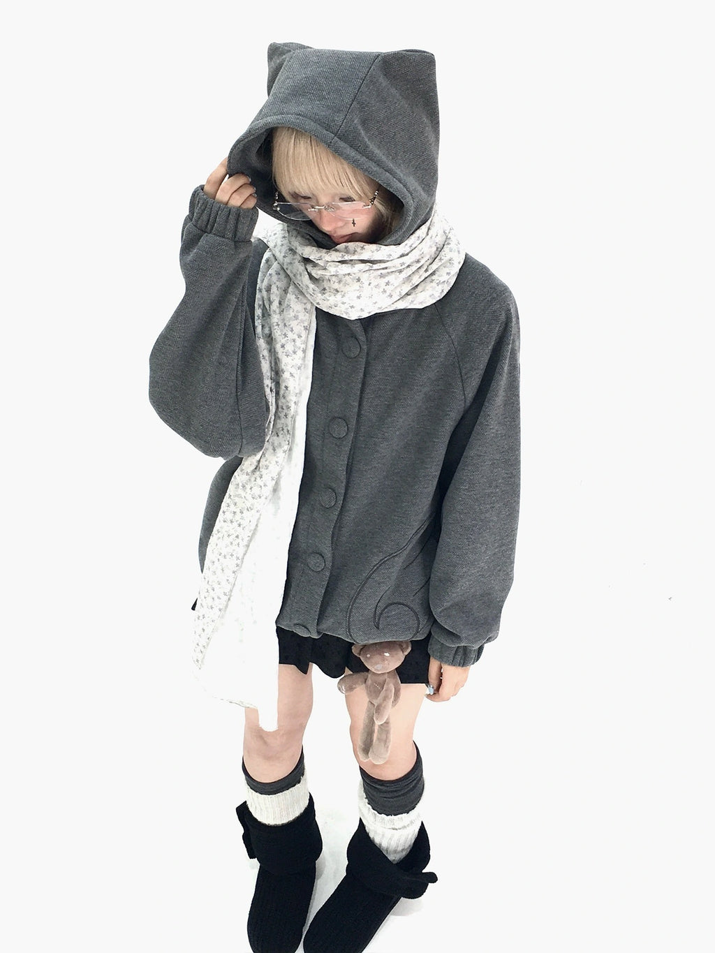 Cat Ear Wing Pocket Hooded Jacket OL2483