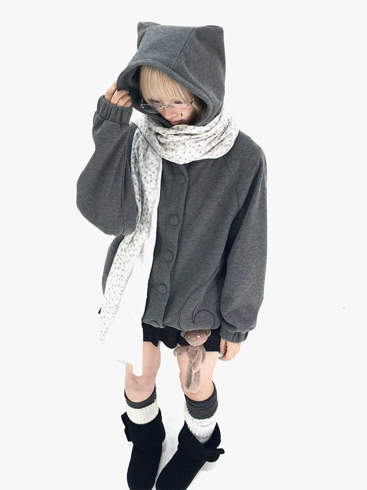 Cat Ear Wing Pocket Hooded Jacket OL2483