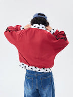 Retro Colorblock Stand Collar Zip Jacket   OL2026
