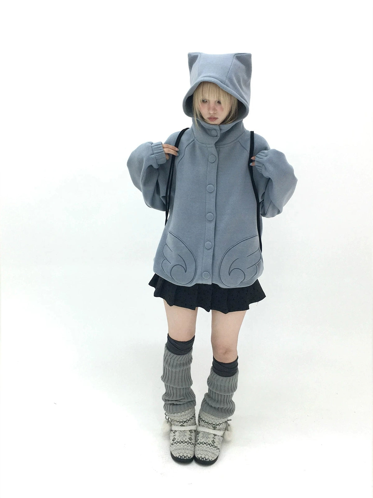 Cat Ear Wing Pocket Hooded Jacket OL2483