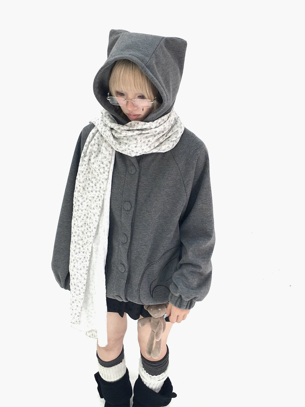 Cat Ear Wing Pocket Hooded Jacket OL2483