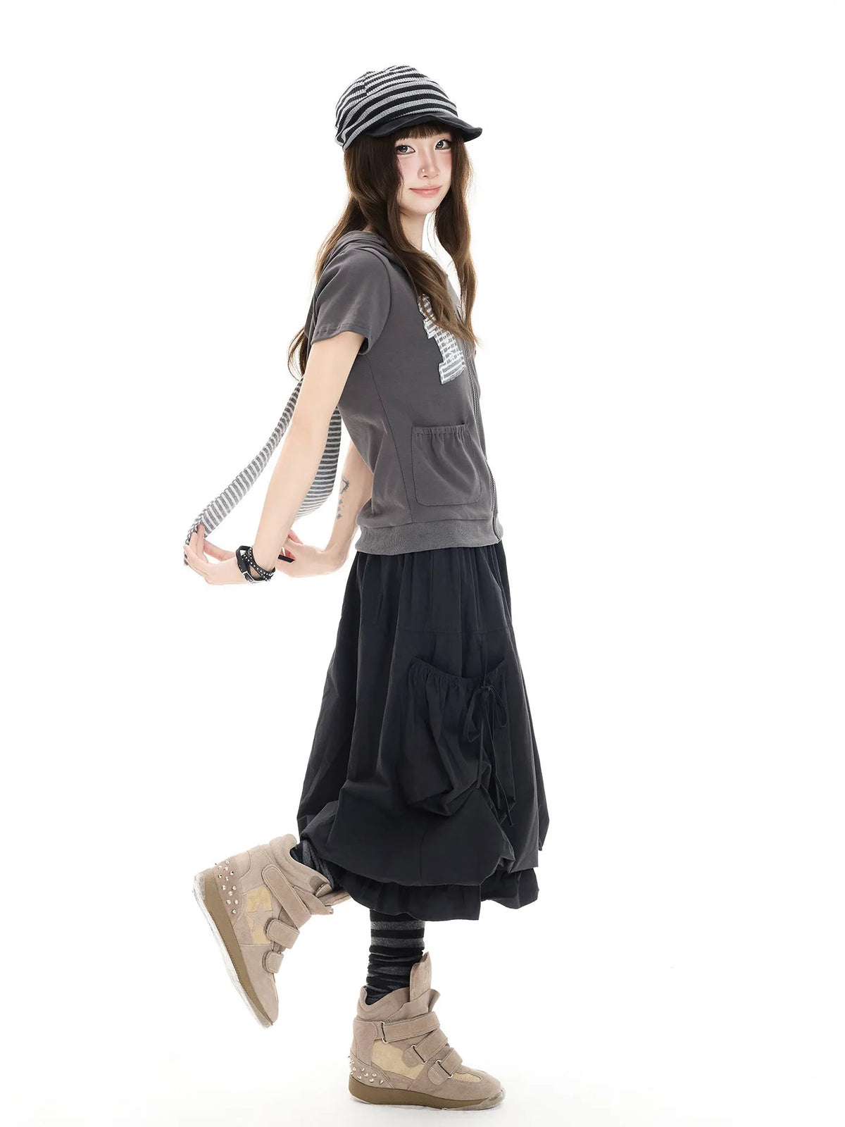 Bow Tie Pocket Bubble Skirt OL2413