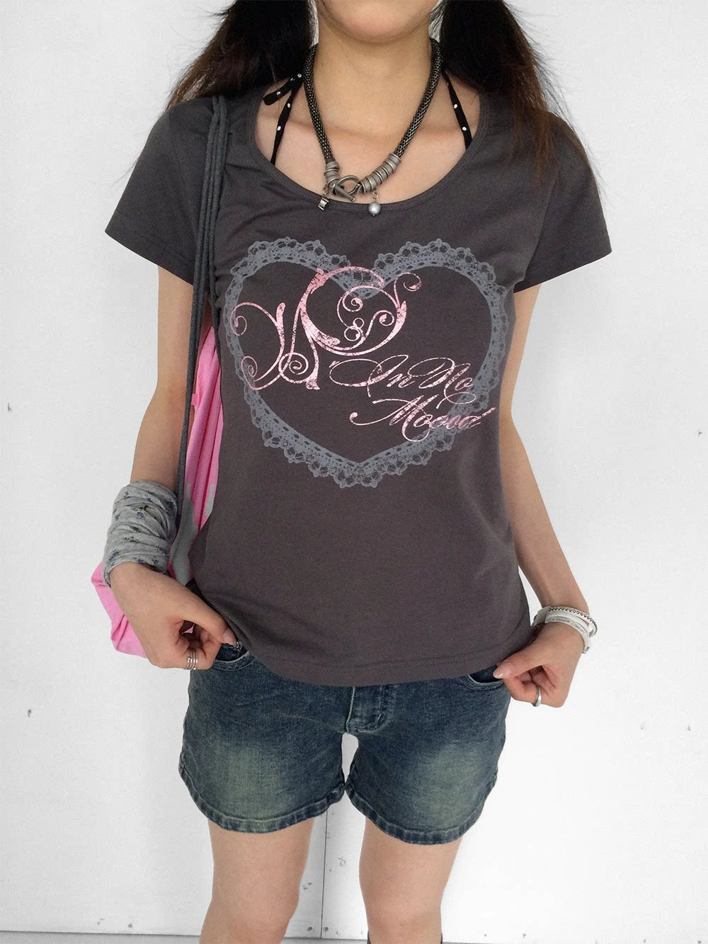Silver Lace Graphic T-Shirt OL2373