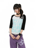 Contrast Raglan Graphic T-Shirt OL2379