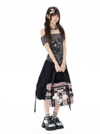 Studded Rhinestone Tie Bubble Skirt OL2410