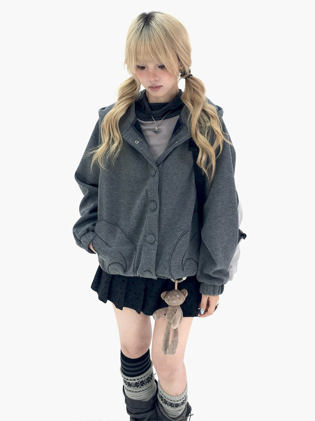 Cat Ear Wing Pocket Hooded Jacket OL2483