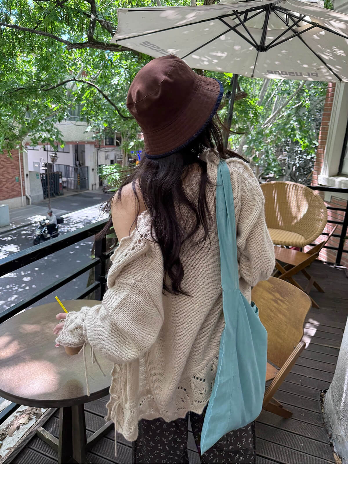 透かし編みドロストカーディガン ゆるシルエット