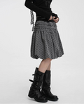 Grey Polka Dot Balloon Midi Skirt oliviroa オリヴィオラ