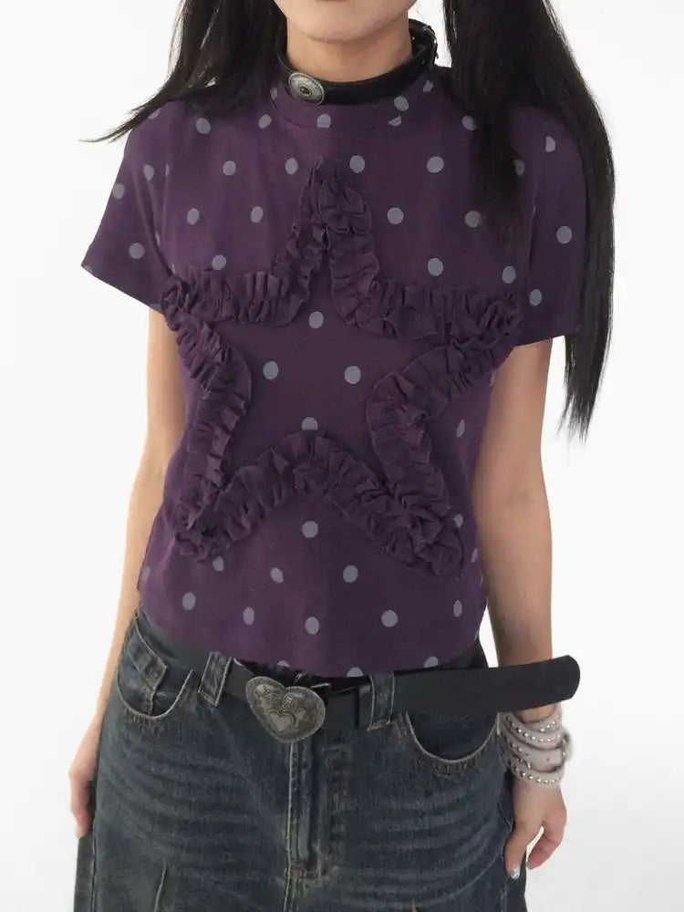 Grape Dot Embroidered Tee oliviroa オリヴィオラ