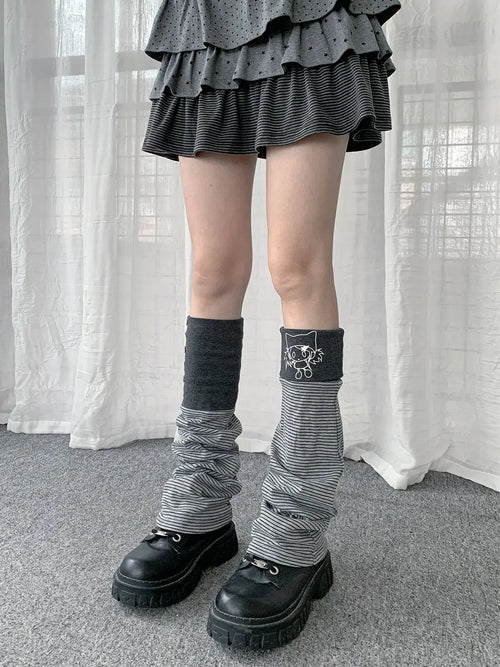 Cartoon Stripe Leg Warmers oliviroa オリヴィオラ