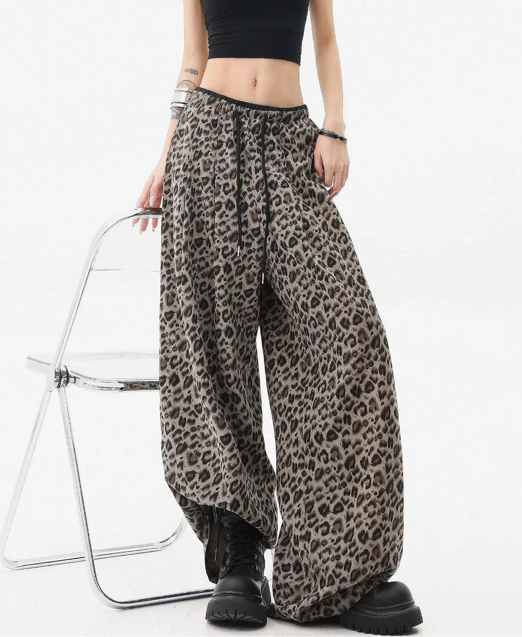 Leopard Print Wide Leg Pants oliviroa オリヴィオラ