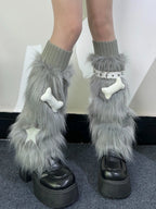 Smoky Grey Faux Fur Leg Warmers OLA052