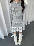 Star Ruffle Hem Long Sleeve Tee oliviroa オリヴィオラ