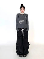 Drawstring Wide-Leg Cargo Pants OL2302