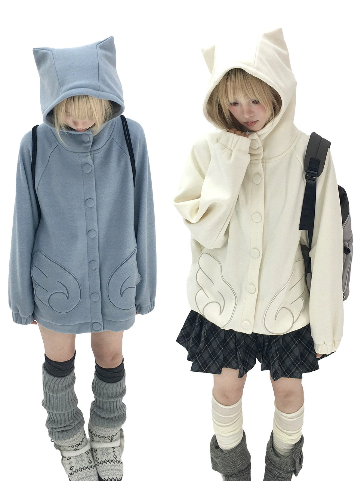 Cat Ear Wing Pocket Hooded Jacket OL2483