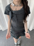 Butterfly Tie Low Round Neck Tee OL2281