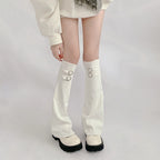 Heart Buckle Knit Flared Leg Warmers OLA061