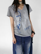 Vintage Contrast V Neck Tee oliviroa オリヴィオラ